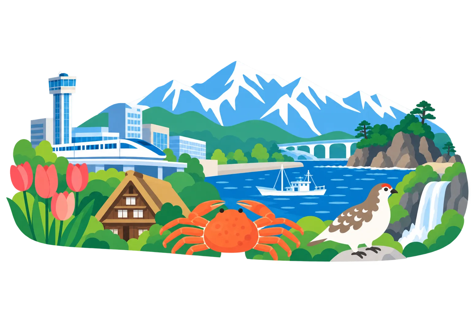 その他の市町村の街と自然のイラスト