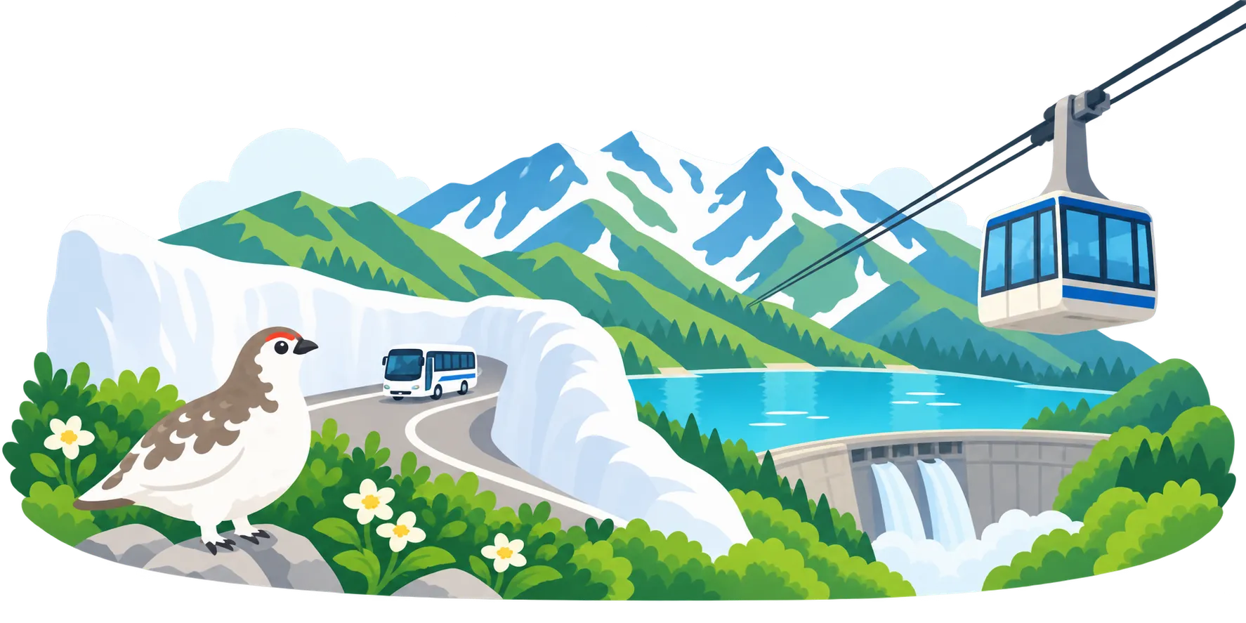 立山町の街と自然のイラスト